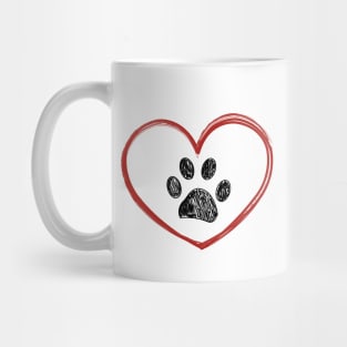 Heart with paw print. Happy Valentine's day design Mug